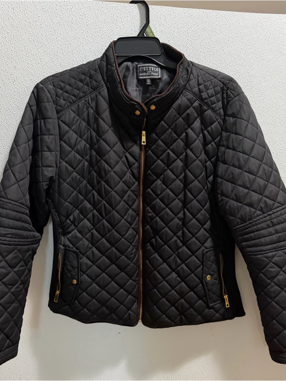 Quilted Black Jacket with Gold Hardware